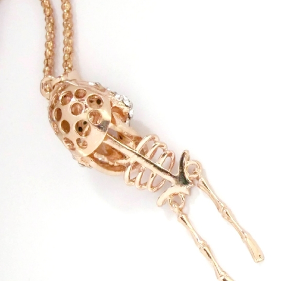 Choose your color gold plated pink or white crystal skeleton necklace - Picture 9 of 16